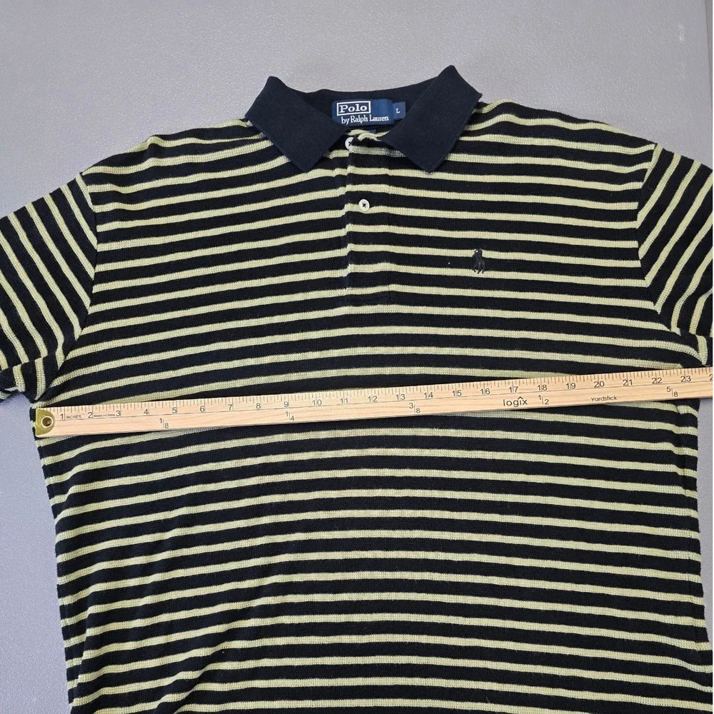 Polo Ralph Lauren Striped Polo Shirt Men Large Black Yellow Short Sleeve